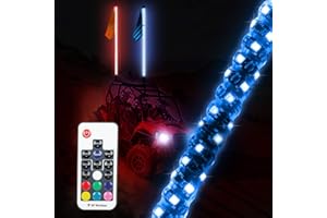 4FT LED Whip Light for UTV, BESTZHEYU (1.2M) Remote Control 360° Sprial Rising LED Antenna Light with Dancing/Chasing Light for Off-Road Vehicle ATV UTV Polaris RZR Trucks Dunes(1 Piece)