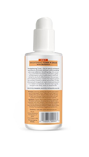 DICKINSON’S WITCH HAZEL BRIGHTENING TONER + SERUM WITH GRAPEFRUIT