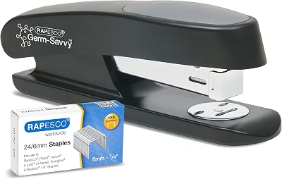 Rapesco 1482 ECO Sting Ray Stapler with 1000 Staples, 20 Sheet, Antibacterial