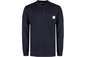 BOCOMAL FR Shirts Flame Resistant Shirt 5.5oz 100% Cotton Light Weight CAT2 Fire Retardant Henley Shirts