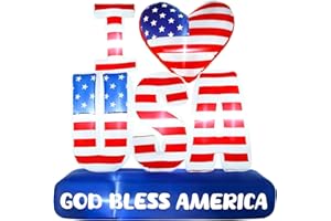 Boveco 5.4FT 4th of July Inflatables Decoration I Love USA Patriotic Independence Day Blow Up Inflatable Yard Decorations with Built-in LEDs for Holiday Party Indoor Outdoor Yard Garden Lawn