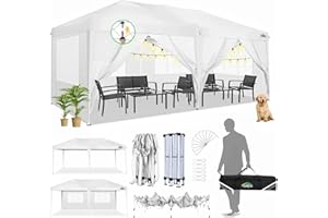 COBIZI Canopy 10x20 Pop Up Canopy Tent with 6 Sidewalls Easy Pop Up Tent 10x20 Waterproof Commercial Instant Shelter UPF 50+ Portable Gazebo Wedding Tents for Parties Carport Vender Events