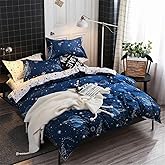 Chanyuan Boys Star Galaxy Bedding Duvet Cover Full Queen Size Space Planet Boundless Galaxy Starlight Reversible Bedding Set,Super Soft Hypoallergenic Microfiber,Zipper Closure (S-6,Q)