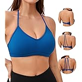ULTREAGLE Racerback Bras for Women - Strappy Triangle Halter Backless Open Back Sports Bra Yoga Bra