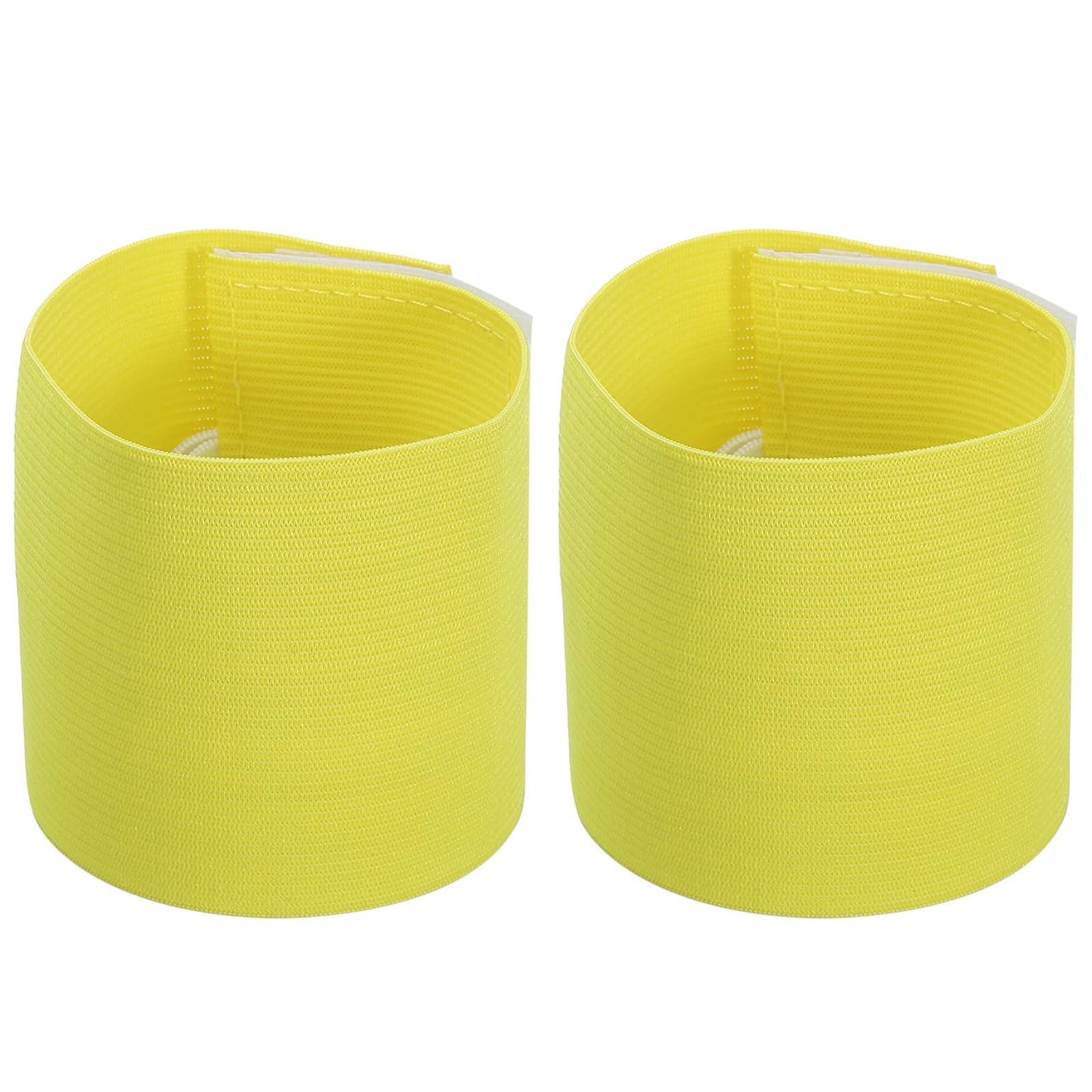 9.4x2.5 Soccer Captain C Armband, 2 Pack Nylon Unisex Elastic Arm Band Adjustable for Youth Adult Team Training, Yellow