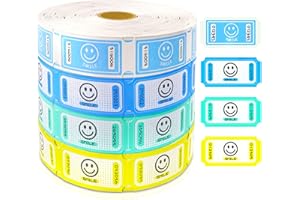 GICARE Raffle Tickets Single Roll, Smile Tickets Roll Ticket for Events, Entry, Class Reward, Fundraiser & Prizes Roll of 1000 Tickets Single 4 Assorted Colors 4000 Total-Blue,Green,Yellow,White