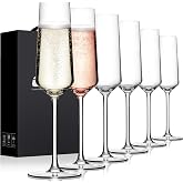 OJA Champagne Flutes, Crystal Champagne Glasses Set of 6, 7oz, Elegant | For Prosecco,Sparkling Wine, Mimosa, Ideal for Weddings, Birthday, Christmas