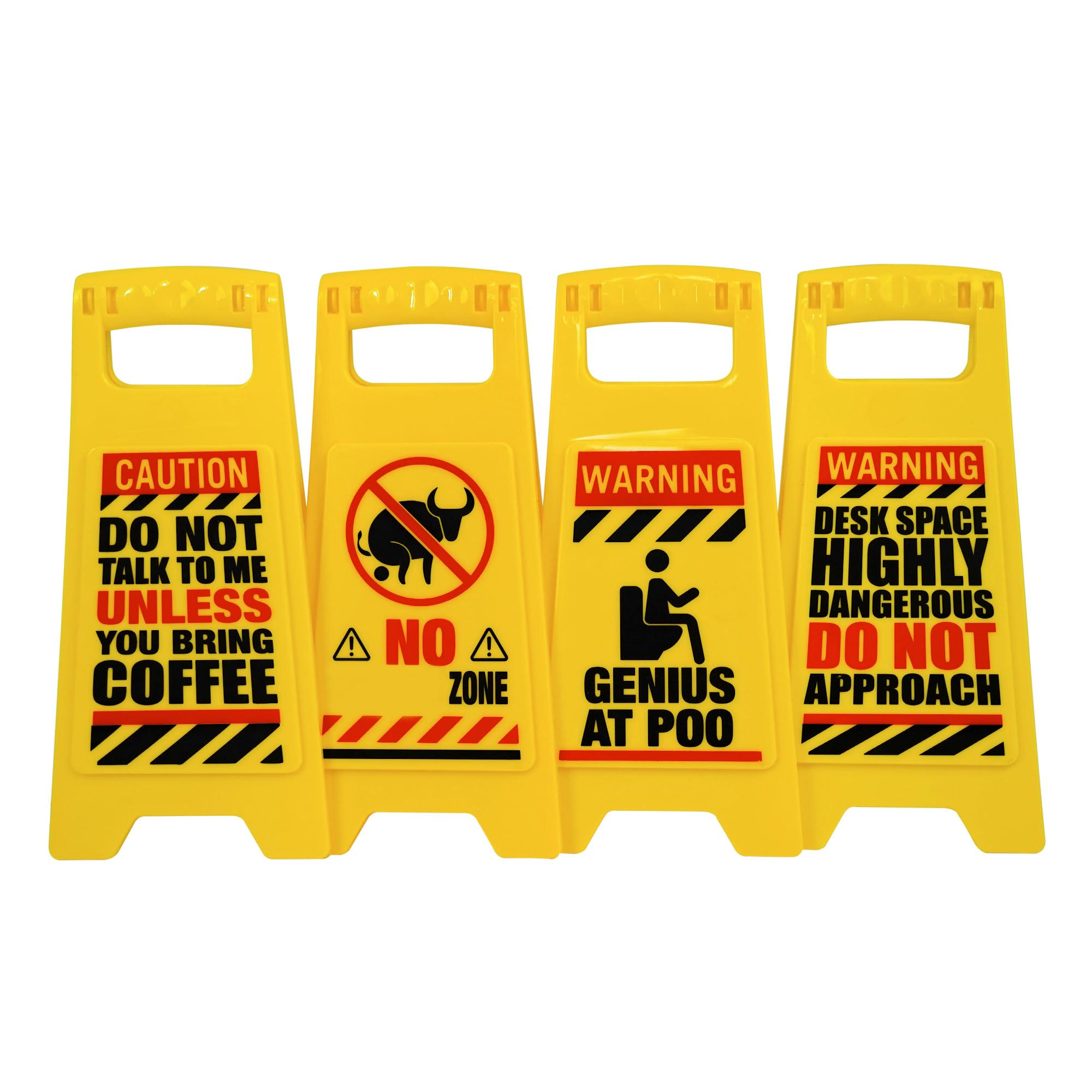 Photo 1 of ***ABOUT 10" TALL***YOBRO 4 Pack Funny Desk Warning Signs with Humorous Themes, Joke Gag Gifts for Men/Women, “Do Not Disturb” Caution Signs for Office/Dorm Decor, White Elephant Gifts for Coworkers, College Dorm Novelties***ABOUT 10" TALL***