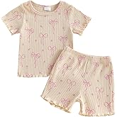 Twopumpkin Baby Girl Outfits Toddler Summer Clothes Ruffle Sleeveless Top And Shorts Cute Two Piece Sets 0-24 Month 1 2 Years