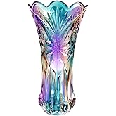 Glass Colorful Vase,Glass Flower Vase Decor for Home Dining Table Living Room,Office Wedding Holiday Party,Handmade Pattern