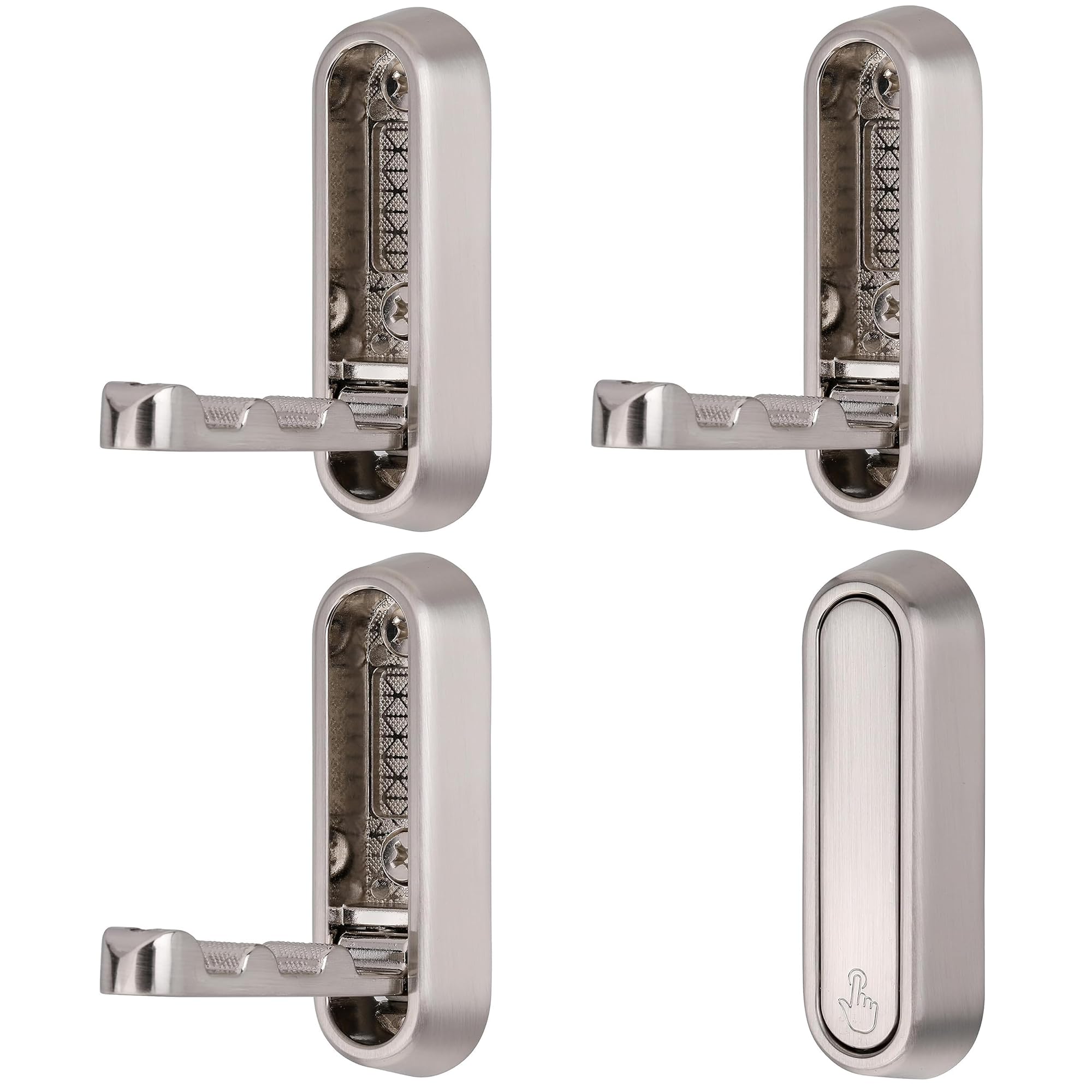 SYZOW Folding Coat Hooks, 4PCS Black Wall Hooks for Hanging Coats Bathroom Towel Hooks Hardware Heavy Duty Robe Hooks Wall Mounted DIY Coat Rack Hooks No Rust Indoor, Outdoor (Brushed Nickel)