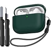 TNSNK for AirPods Pro 3 Case 2025, TNSNK (Leather Texture) Full-Body Protective Airpods Pro 3rd Generation Case with Lanyard &amp; Cleaner Kit, Wireless Charging Support, Front LED Visible (Green)