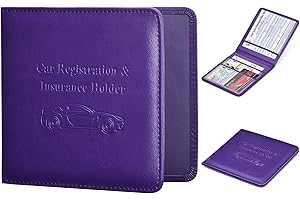 HerriaT Car Registration and Insurance Card Holder - Leather Vehicle Glove Box Automobile Documents Paperwork Wallet Case Organizer for ID, Driver's License, Key Contact Information Cards - Men&Women