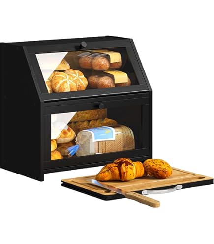 BREAD BIN 2個 Amazon.com: BMOSU Double Bread Box with Cutting Board