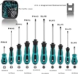 YUFANYA 10Pcs Screwdriver Set Magnetic CRV Heavy Duty 5 Flat 5 Phillips Carry view 6