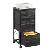 4 Drawers Mobile File Cabinet Vertical Filing Cabinet with Fabric Drawer Fits A4/Letter Size Printer Stand for Home Office，Black