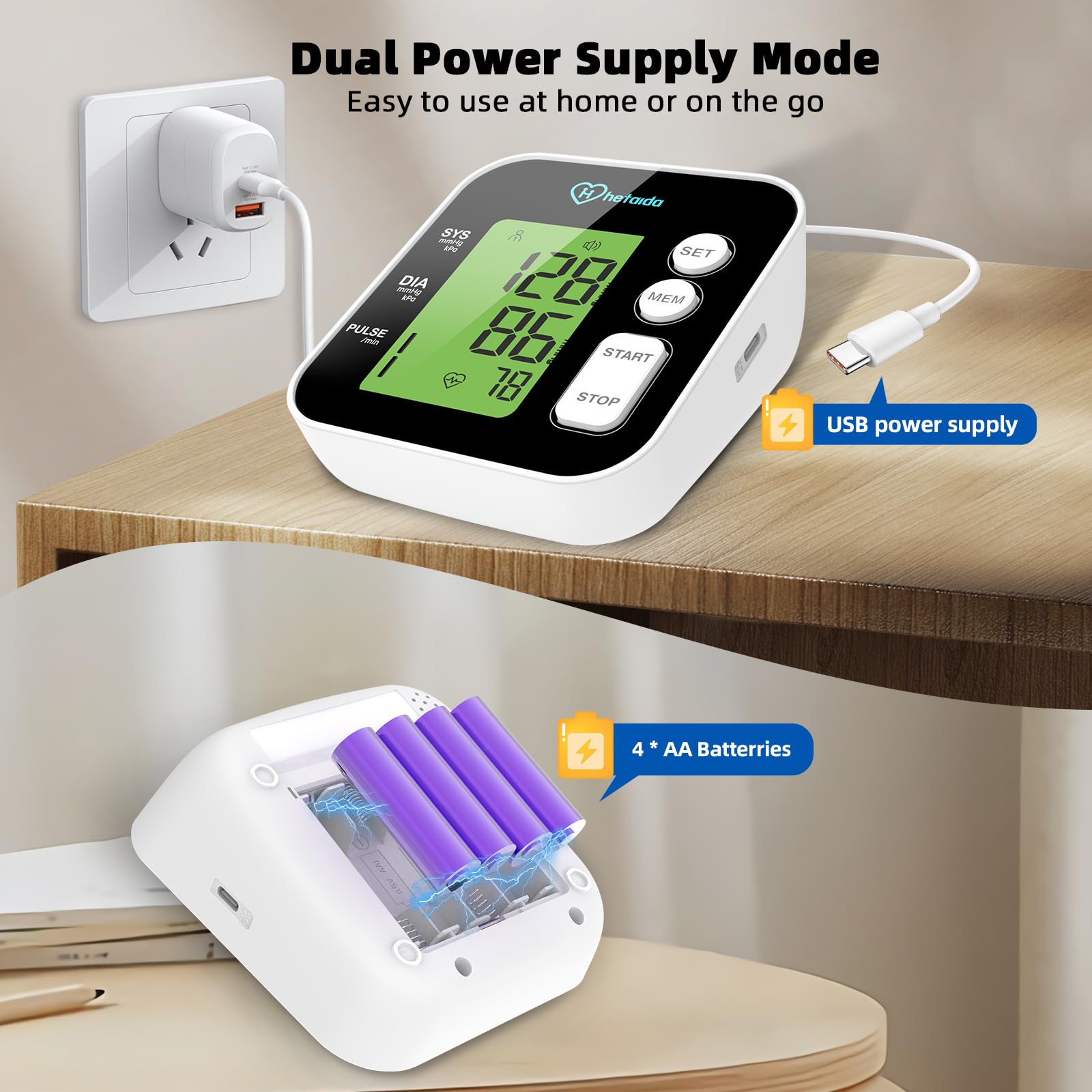 Blood Pressure Monitor, Upper Arm Blood Pressure Machine for Home Use, Digital Talking BP Monitor with 2x99 Readings Memory Adjustable Cuff 8.7
