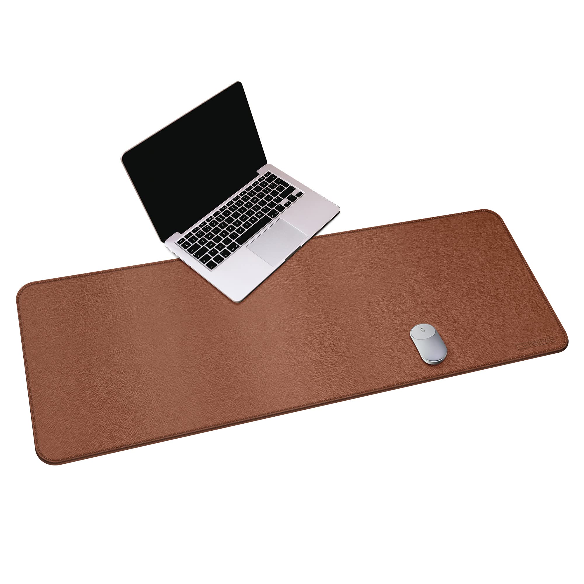 CENNBIE Leather Desk Mat,140 x 50cm Extra Large Desk Pad Blotter Protector, Extended Non-Slip Mouse Pad, Waterproof PU Leather Desk Mat on top of desks Large for Office and Home (Brown)