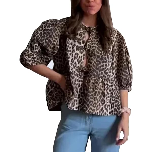 トップス loin. bowtie blouse cotton Women's Long Sleeve Cotton Bow Tie Shirts Casual Loose