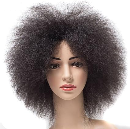 Newfeibin Synthetic Short Kinky Curly Afro Wig African American