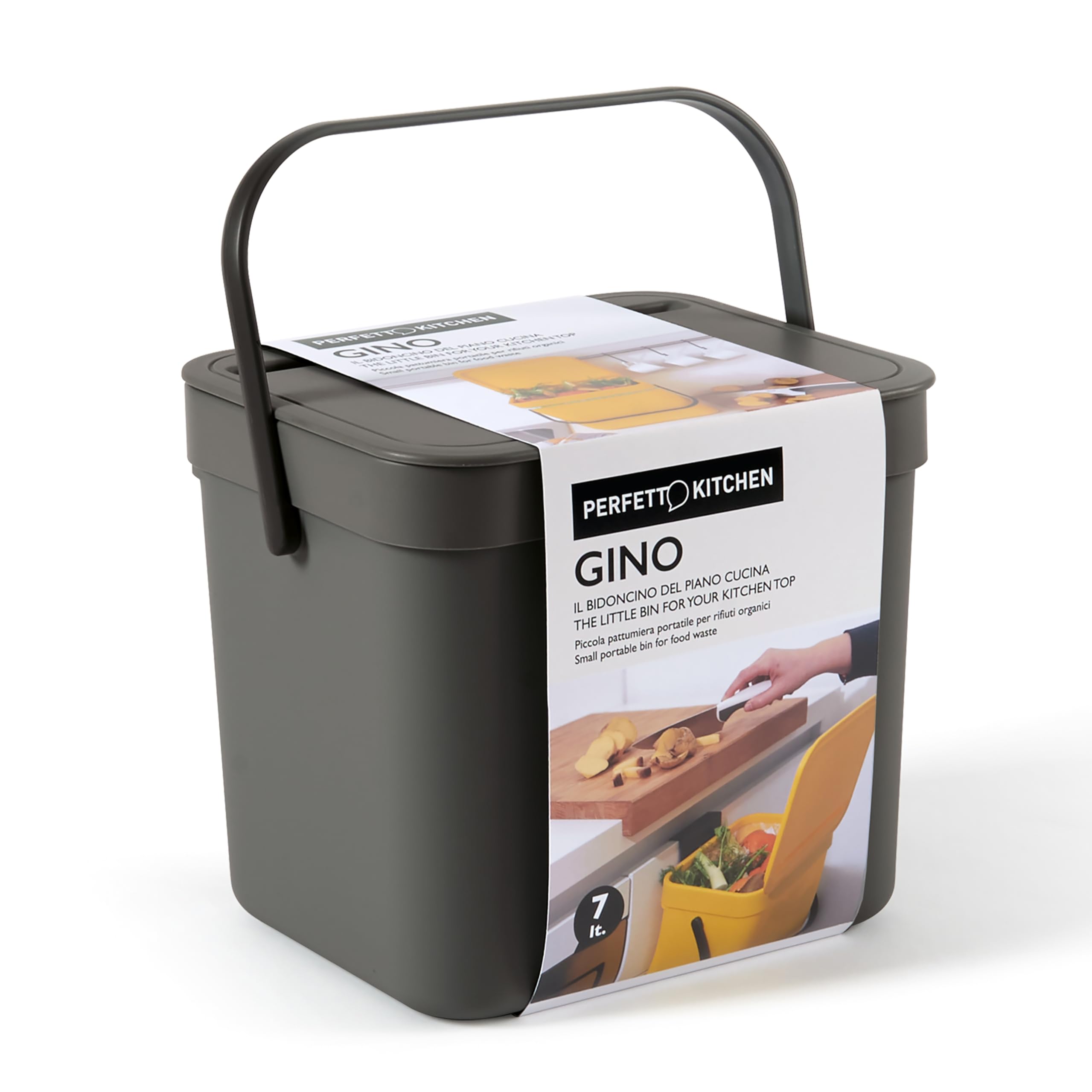 Perfetto Hanging Bin/Organic Waste - Gino - 7 Litre - Anthracite
