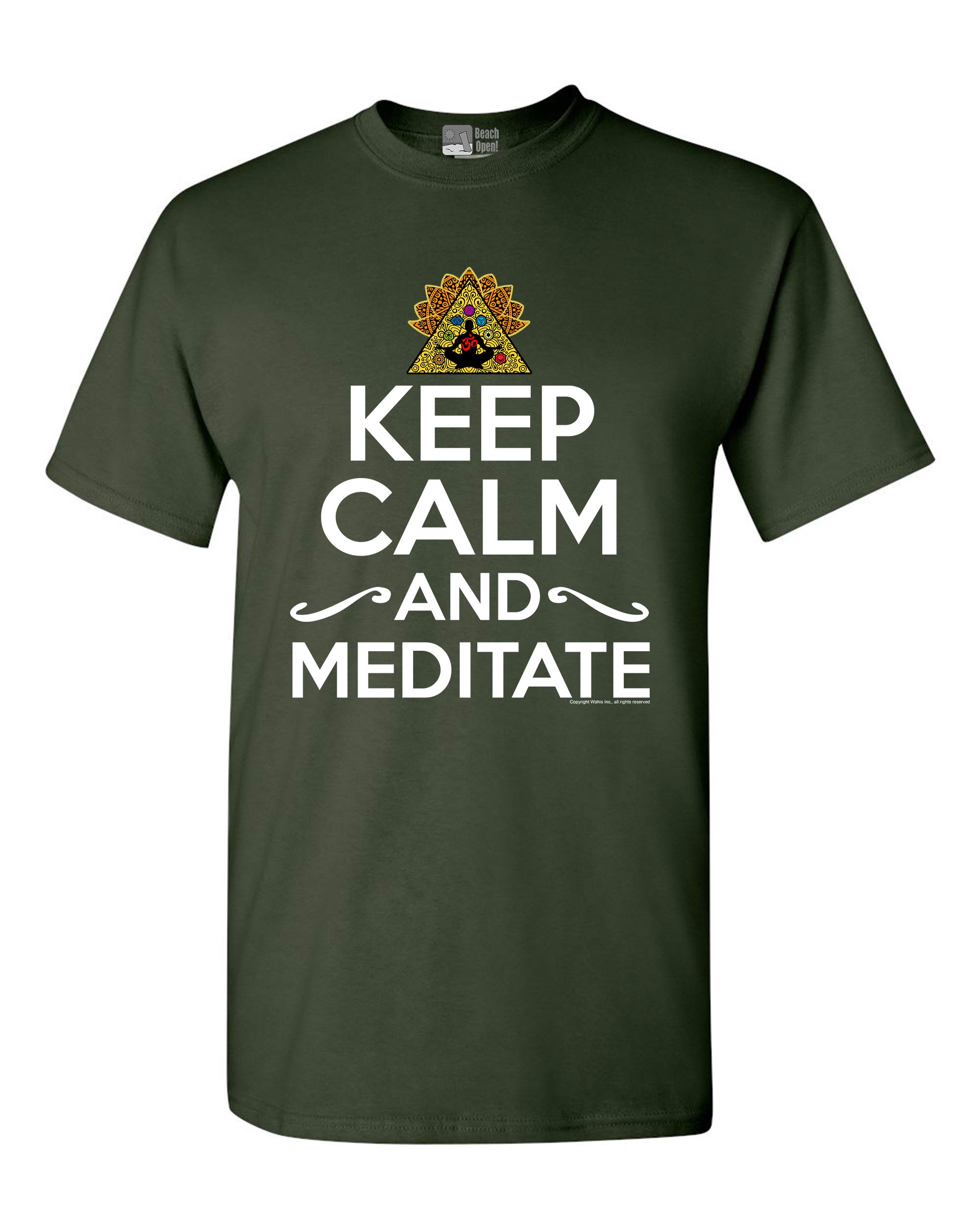 Beach Open Keep Calm And Meditate Yoga Exercise Funny Dt Adult Tee T Shirt