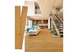 Solid Bamboo Flooring Planks 37.8 Inch L x 3.78 Inch W x 0.6 Inch T, Easy Installation Interlocking Light Honey Hardwood Floo