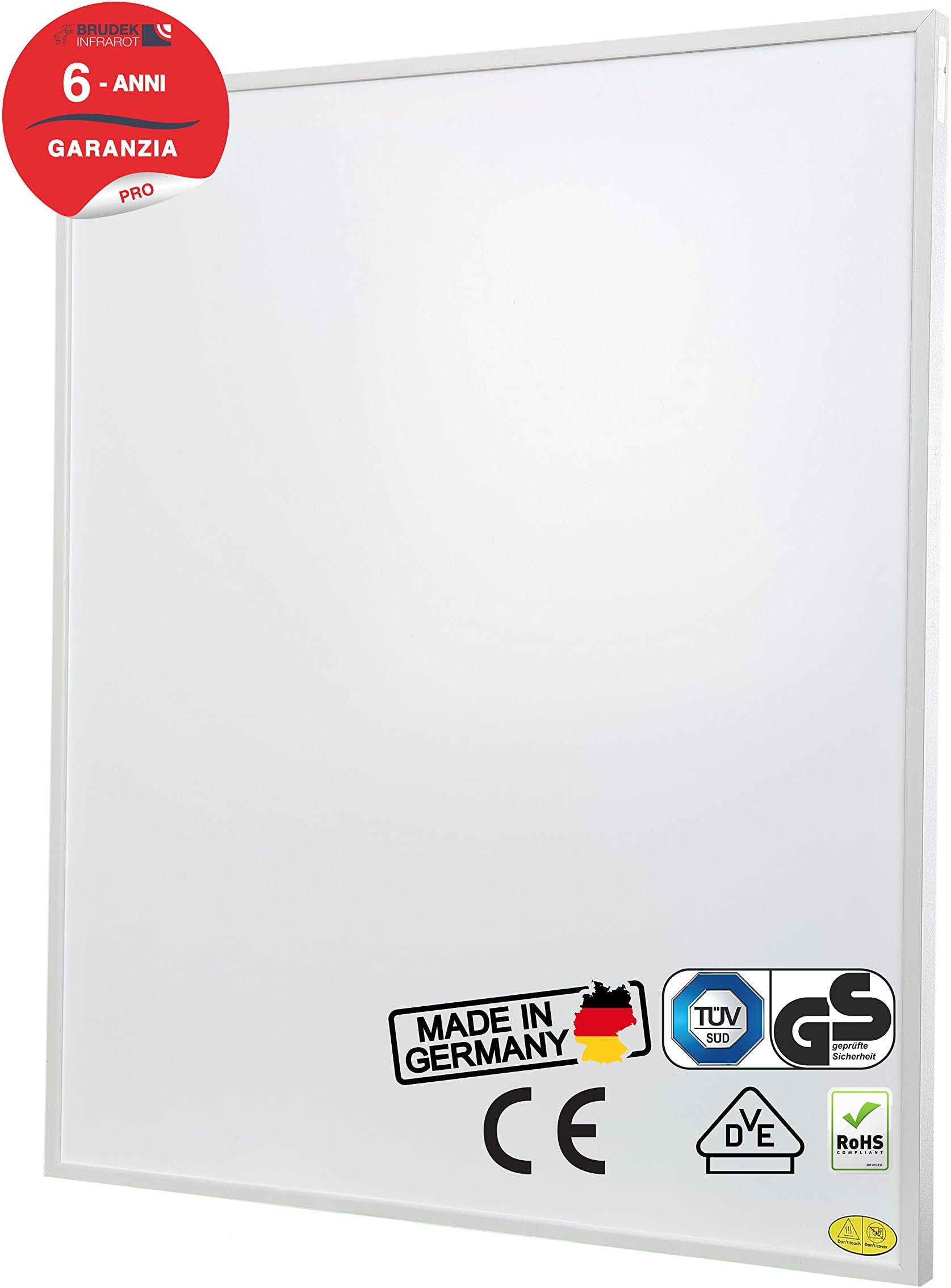 Brudek Infrared heating 300 watt with UK plug & thermostat | 6 years producer warranty | for your children´s room | Energy efficiency & economical electric heating panel | Wall or Ceiling mounting possible | Electric heating Made in Germany | PRO-Series