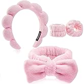 Ztomine Headbands for Women - Spa Headband and Wristband Set - Headband for Washing Face,Facial Mask,Makeup and Skin Care,Gif