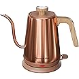 Nueve&Five Gooseneck Electric Kettle with Thermometer, Copper Tea Kettle with Auto Shut-Off,1000W Hot Water Kettle Electric of Stainless Steel,Electric Kettles for,Coffee & Tea