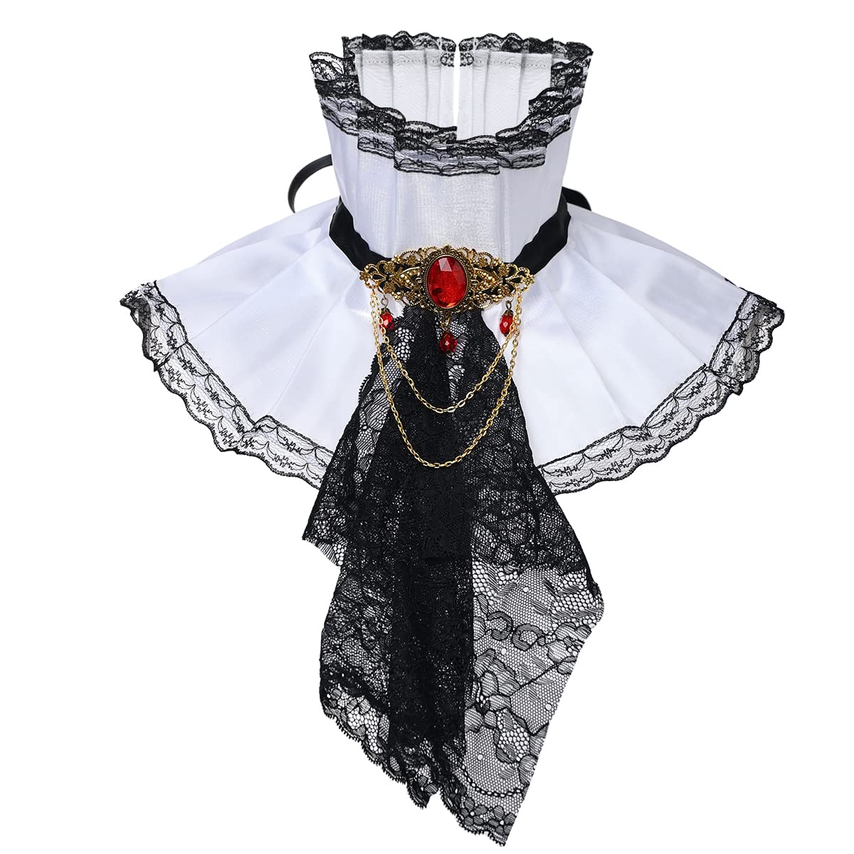 GRACEART Victorian Choker Collar with Jabot (Black and White) (Black & White)(Size: One Size)