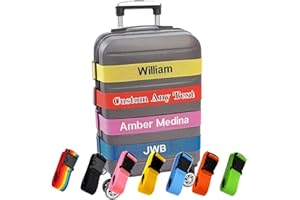 VectWaby Personalized Luggage Straps, Custom Adjustable Suitcase Belt Embroidered with Name/Text, 2" W Travel Strap Secure Ba
