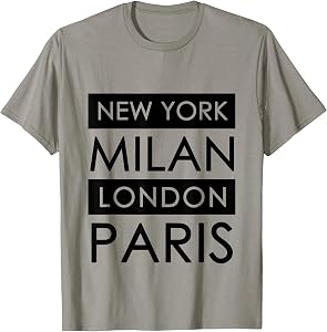 New York, Milan, London, Paris T-Shirt Small