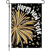 CROWNED BEAUTY Happy New Year Garden Flag 12x18 Inch Double Sided Holiday Small Yard Decoration for Outside