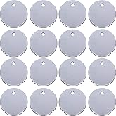 SATINIOR 100 Pcs Metal Stamping Blanks, 1 Inch Round Metal Tags with Hole Aluminum Blank Tags Engraving Blanks for Necklace Bracelet Dog Pet ID Jewelry Making(100 Pieces)