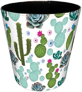 HMANE Wastebasket, 4.5L British Style Trash Bin Household Uncovered Garbage Can Wastebasket - (Cactus-1 Pattern)