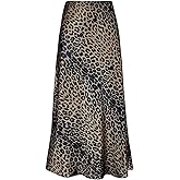 Outoshe Women's Satin High Waisted Maxi Skirts Hidden Elasticized Waistband A Line Long Skirt