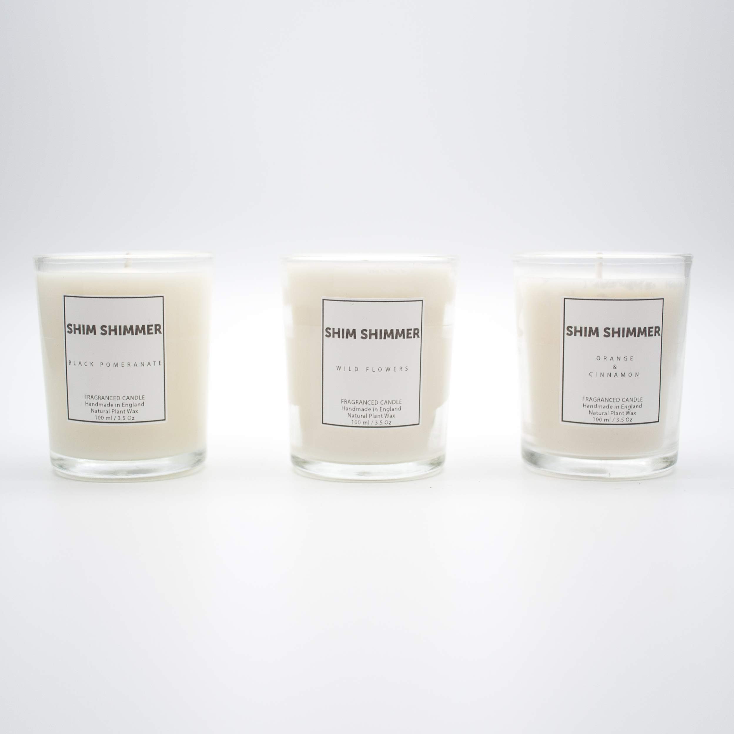 Shim Shimmer Scented Candle Gift Box. Naturally Fragranced & Hand-made in England (3 x 100ml)