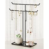 Bussdis Necklace Stand: Black Metal Necklace Organizer for Home Decor