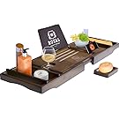 Royal Craft Wood Luxury Bamboo Bathtub Caddy Tray, FREE Soap Holder (BROWN)