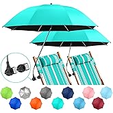 NBtoUS 2 PACK Beach Umbrella with Clamp, 360 ° Adjustable Umbrellas for Chair, UPF50+ Umbrella for Beach Chair, Patio Chair, Wheelchair, Camping Chair, Golf Carts (Chair Not Included)