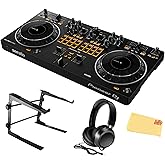 Pioneer DDJ-REV1 Scratch-Style 2-Channel DJ Controller for Serato DJ Lite - Black Bundle with Laptop Stand, Headphones and, A