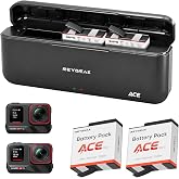 REYGEAK Battery and Charger for Insta360 Ace Pro 2/Ace Pro,2 Pack 1900mAh Batteries Charger Set with Triple Charging Slots,Compatible with Insta360 Ace/Ace Pro Action Camera