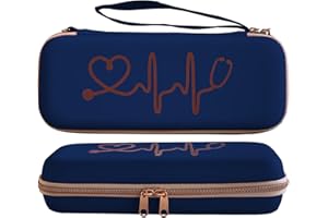 Plaris Stethoscope Case for Nurses for 3M Littmann/MDF/Omron Stethoscopes - Extra Room for Medical Bandage Scissors EMT Trauma Shears and LED Penlight, (Navy Rosegold)