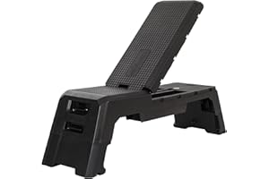 HolaHatha Adjustable Multi-Functional Exercise Bench 440 Pound Capacity Foldable Incline Deck, 8.5 to 14.5 Inch Height, Compact Design,