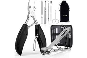 INXEN Toenail Clippers for Seniors Thick Toenails, Sharp Toe Nail Clippers Set for Men Women, Heavy Duty Fingernail Clipper Pedicure Tools for Feet, Professional Manicure and Pedicure Kit with Nail Scissors
