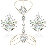 Henoyso 2 Pcs Rhinestone Belly Waist Chain Crystal Body Chain for Women Body Jewelry Stick for Women Summer Beach Festival Part