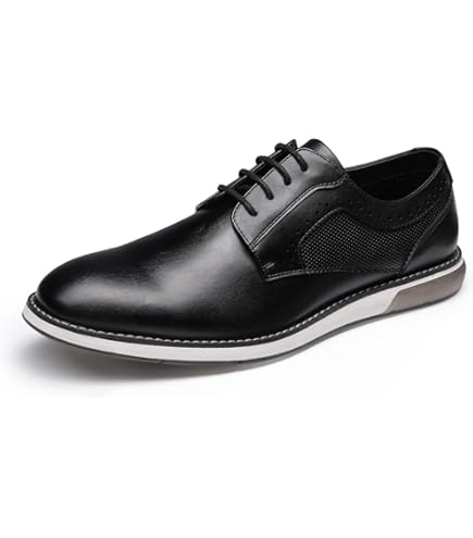 Mens Sneakers Black Prom Dress Oxfords Tuxedo Leather Derby Fashion Business Comfortable Casual Walking Shoes Black 6.5 US