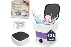 YLTIMER Portable Washing Machine, 60W Mini Washer and Dryer, 12L Folding Lavadora Portatil with Spin,Collapsible Small Compact Clothes Laundry for Underwear, Baby Clothes, Socks(Purple)