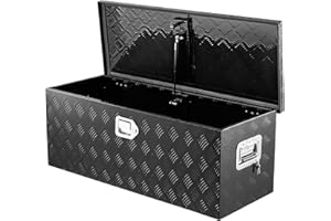 KING CHAO FOO 30" Lx15 Wx15 H Heavy Duty Truck Bed Tool Box, Aluminum Tool Box with 2 PCS Keys,Upgraded Widest Tool Box Used for Truck,Trailers,Pickup,RV, All-Weather use,Black Trailer Tool Box
